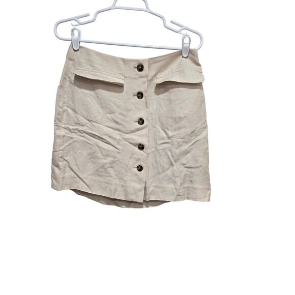 J.Crew Linen Blend Skirt Women’s Size 6 Beige Button Front - Picture 1 of 10